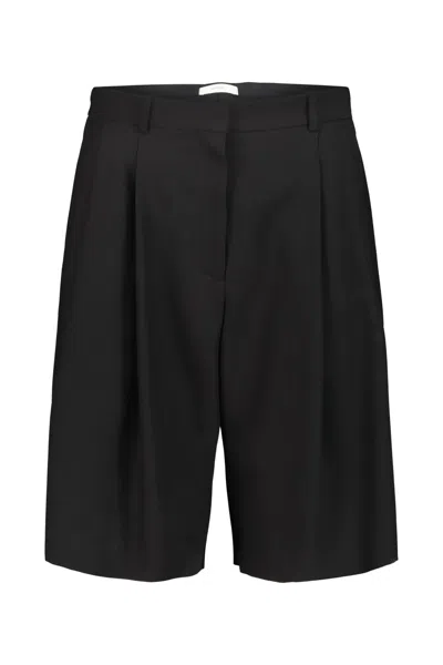 The Row Vesperis Virgin Wool Bermuda Shorts In Black