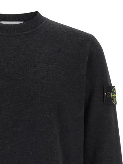 Stone Island Cotton Sweatshirt With Removable Logo Patch In Black