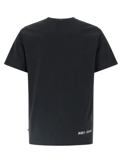 Moncler Midnight Blue Stretch Cotton T-shirt In Black