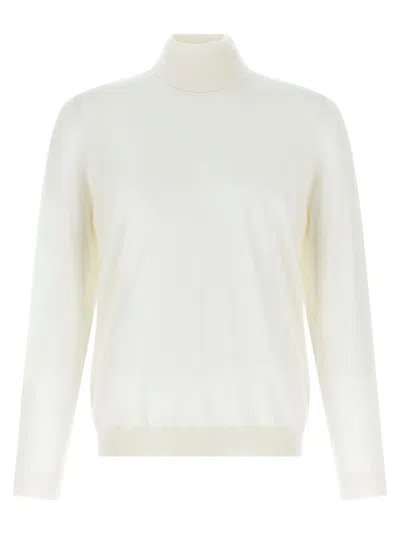 Hugo Boss Boss Musso Virgin Wool Turtleneck Sweater In White