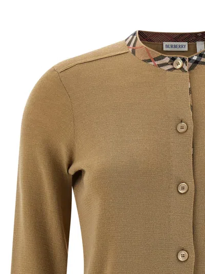 Burberry Check Insert Cardigan Sweaters And Cardigans Beige In Brown