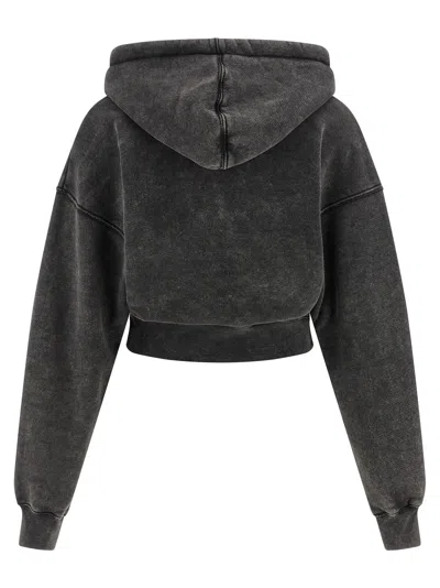 Off-white Cropped Hoodie Plaid Patch In Gray