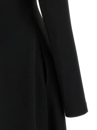Alberta Ferretti Slightly Stretch Cady Midi Dress With Off-the-shoulder Neckline In Black