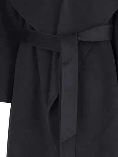 Ivy & Oak Carrie Rose Black Wool Coat With Draped Collar In Black