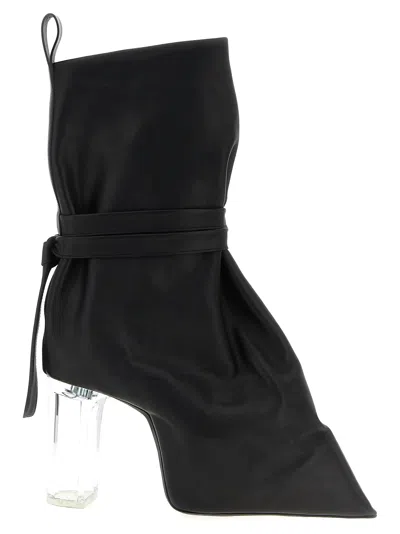 Rick Owens Ankle Boots With Clear Heel And Pointed Toe In Black