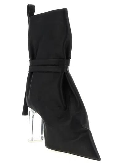 Rick Owens Ankle Boots With Clear Heel And Pointed Toe In Black