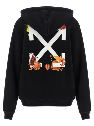 Off-white Arrow Graphic Hoodie Featuring Drawstring In Black