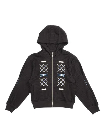 Ader Error Quilted Hoodie In Black