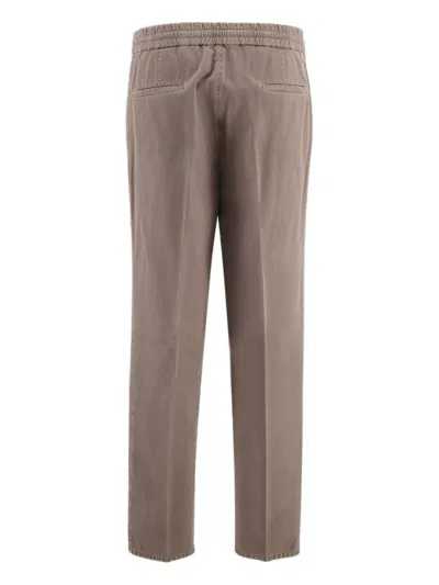 Brunello Cucinelli Drawstring-fastening Pleated Trousers In Gray