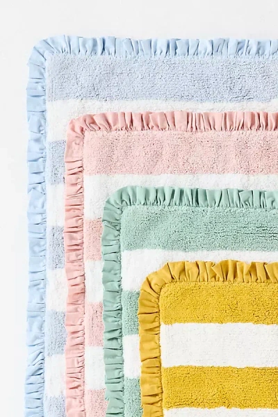 Maeve Ruffled Stripe Tufted Bath Mat In Multi