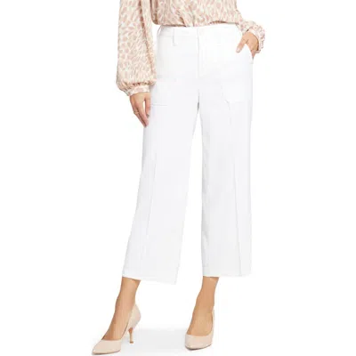 Nydj Linen Blend Crop Wide Leg Pants In White