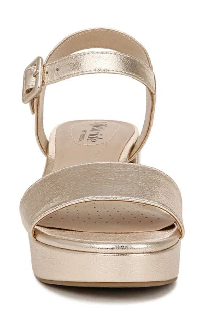Lifestride Rhythmn Womens Metallic Ankle Strap Block Heel In Silver