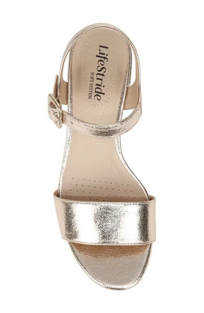 Lifestride Rhythmn Womens Metallic Ankle Strap Block Heel In Silver
