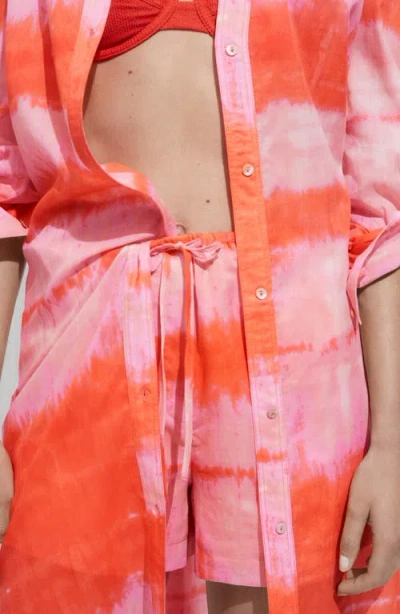 Mango Tie Dye Elastic Waist Drawstring Shorts In Multi