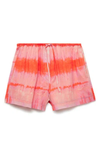 Mango Tie Dye Elastic Waist Drawstring Shorts In Multi