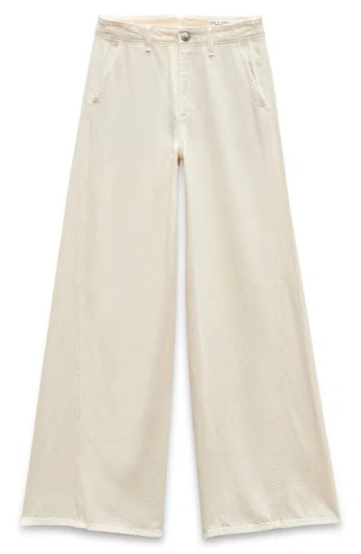 Rag & Bone Sofie High Rise Wide Leg Featherweight Tailored Jeans In Ercu In White
