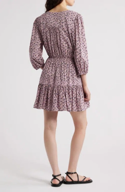 Treasure & Bond Print Tie Neck Minidress In Multi