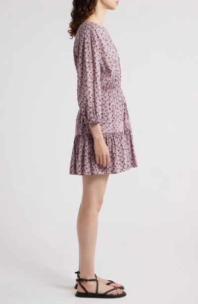 Treasure & Bond Print Tie Neck Minidress In Multi