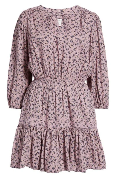 Treasure & Bond Print Tie Neck Minidress In Multi