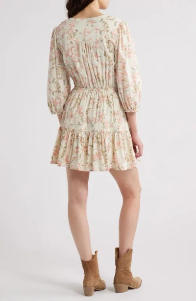 Treasure & Bond Floral Print Ruffle Hem Minidress In Multi