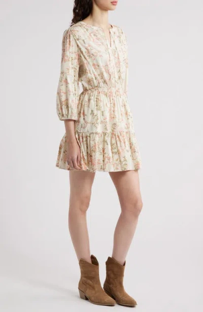 Treasure & Bond Floral Print Ruffle Hem Minidress In Multi