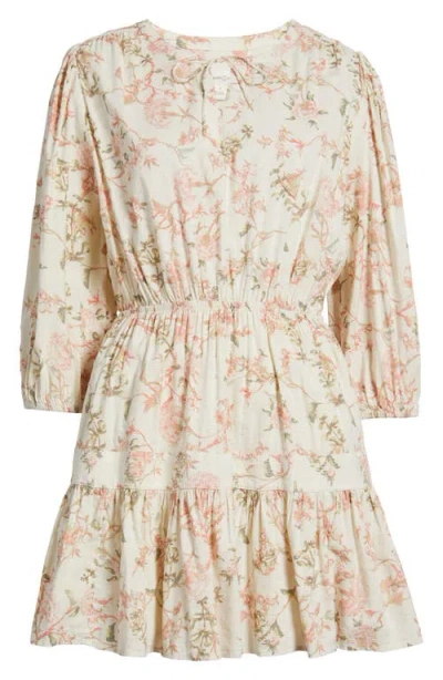 Treasure & Bond Floral Print Ruffle Hem Minidress In Multi