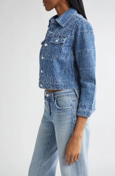 L'agence Koda Cropped Denim Jacket In Blue