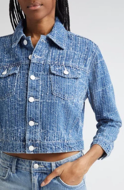 L'agence Koda Cropped Denim Jacket In Blue