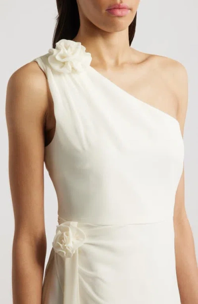 Likely Cassia Floral Detail One-shoulder Cocktail Minidress In White