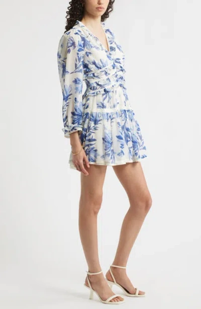 Chelsea28 Long Sleeve Ruffle Trim Minidress In Multi