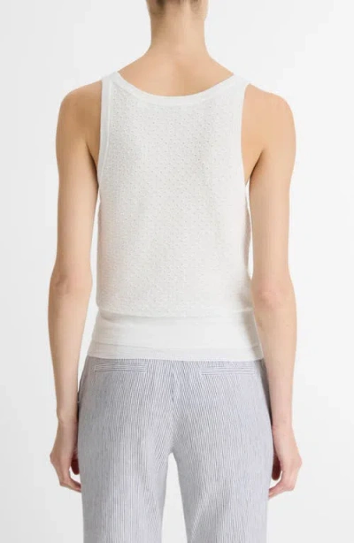 Vince Double Layer Mesh Sweater Tank In White