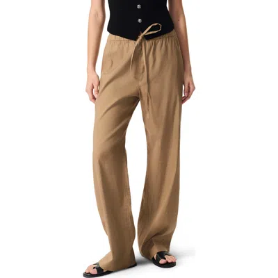 Rag & Bone Tan Logan Linen-blend Beach Lounge Pants In Brown