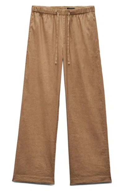 Rag & Bone Tan Logan Linen-blend Beach Lounge Pants In Brown