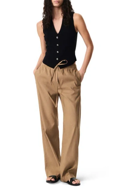 Rag & Bone Tan Logan Linen-blend Beach Lounge Pants In Brown