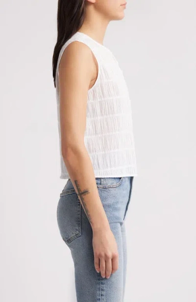 Frame Smocked Button Front Tank Top In White In White