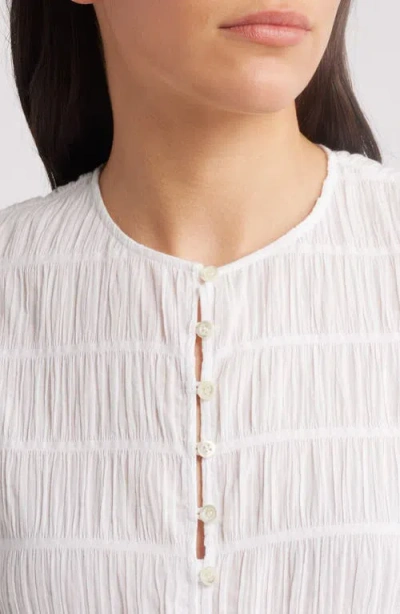 Frame Smocked Button Front Tank Top In White In White