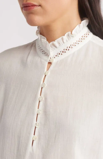 Frame The Ruffle Collar Top In White
