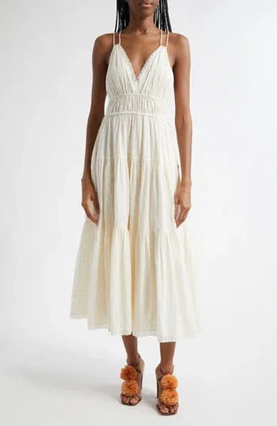 Ulla Johnson Freya Circle Jacquard Tiered Cotton Dress In Pristine
