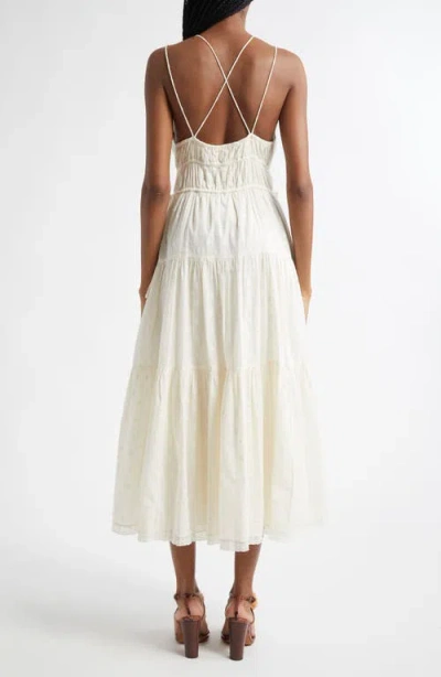 Ulla Johnson Freya Circle Jacquard Tiered Cotton Dress In Pristine