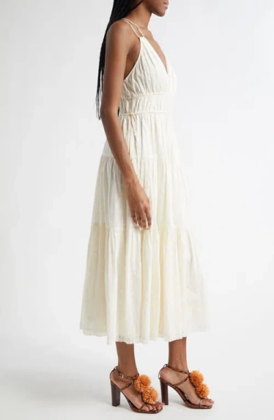 Ulla Johnson Freya Circle Jacquard Tiered Cotton Dress In Pristine