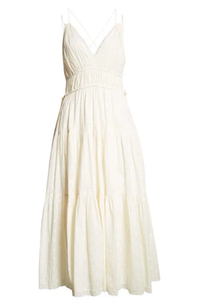 Ulla Johnson Freya Circle Jacquard Tiered Cotton Dress In Pristine