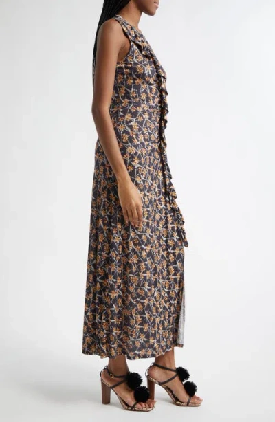Ulla Johnson Elise Floral Print Ruffle Sleeveless Maxi Dress In Multi