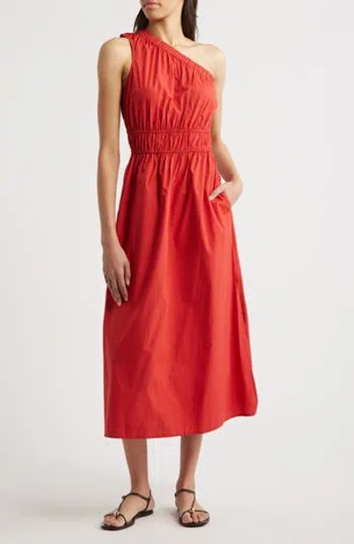 Rails Selani One-shoulder Cotton Poplin Dress In Red