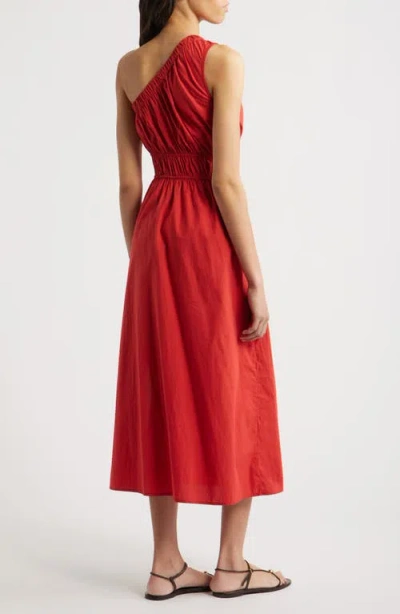 Rails Selani One-shoulder Cotton Poplin Dress In Red