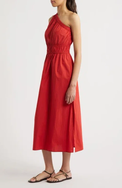 Rails Selani One-shoulder Cotton Poplin Dress In Red
