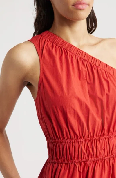 Rails Selani One-shoulder Cotton Poplin Dress In Red