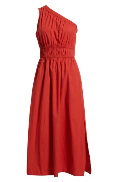 Rails Selani One-shoulder Cotton Poplin Dress In Red