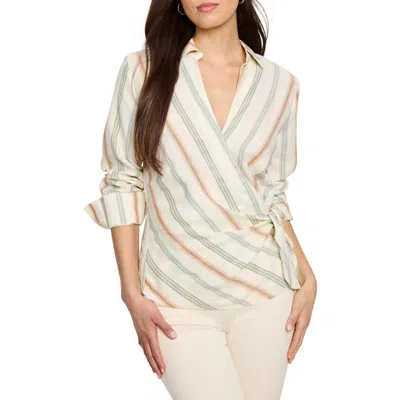 Nic + Zoe Nic+zoe Weekly Wrap Stripe Wrap Top In Neutral
