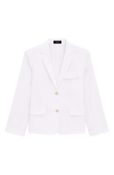 Theory Shrunken Blazer In Good Linen In White