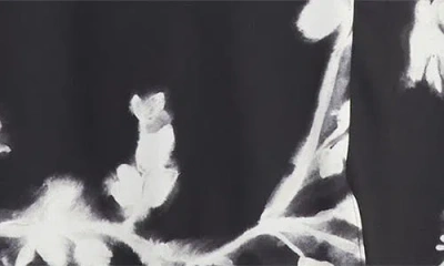 Luxely Floral Print Asymmetric Midi Dress In Black